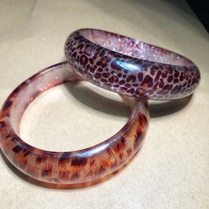 Two Plastic Animal Print Bangles Bracelets